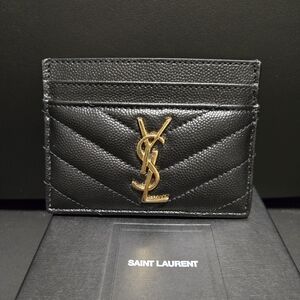 Saint Laurent Black Card Holder with Gold hardware